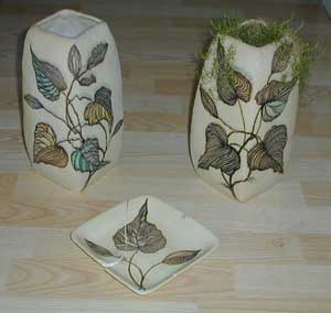 Fantoni Hand Painted Vases and Ashtray