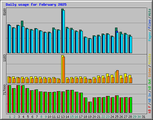 Daily usage for February 2025